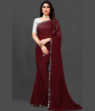 RIDDHI SHIVAY FAB Georgette Embroidered Saree With Unstitched Blouse Piece ( Green )