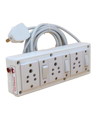 INDRICO Junction Box with Individual Switch 3+3 (Max. rating 1200W) PVC White Pack of 1