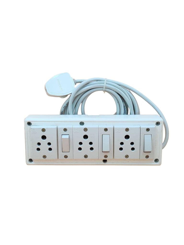 INDRICO Junction Box with Individual Switch 3+3 (Max. rating 1200W) PVC White Pack of 1 view 2