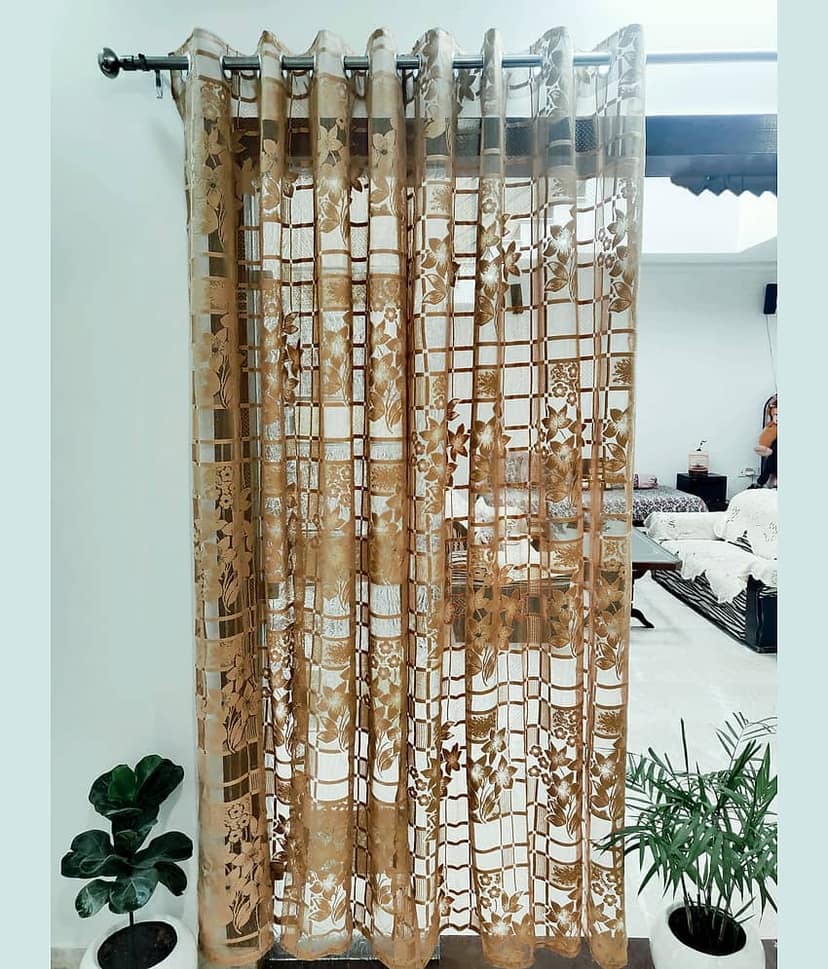 Homefab India Floral Transparent Eyelet Window Curtain 5ft (Pack of 2) - White