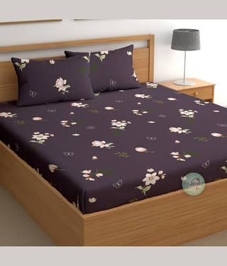 CG HOMES Purple Cotton 1 Double Bedsheet with 2 Pillow Covers ( 220 cm x 220 cm )