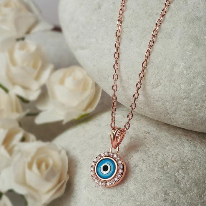 Rose Gold Evil Eye Pendant with Chain view 3