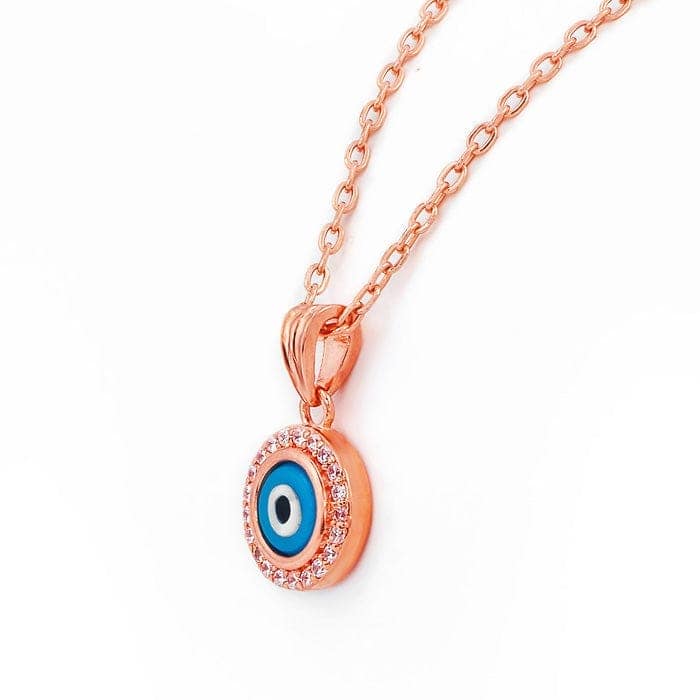 Rose Gold Evil Eye Pendant with Chain view 6