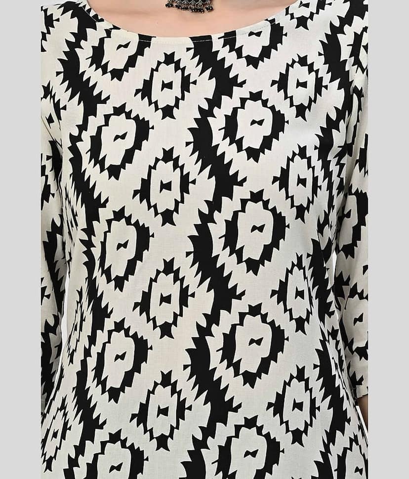 OTIRA Rayon Printed Kurti With Palazzo Women's Stitched Salwar Suit - Black ( Pack of 1 ) view 2