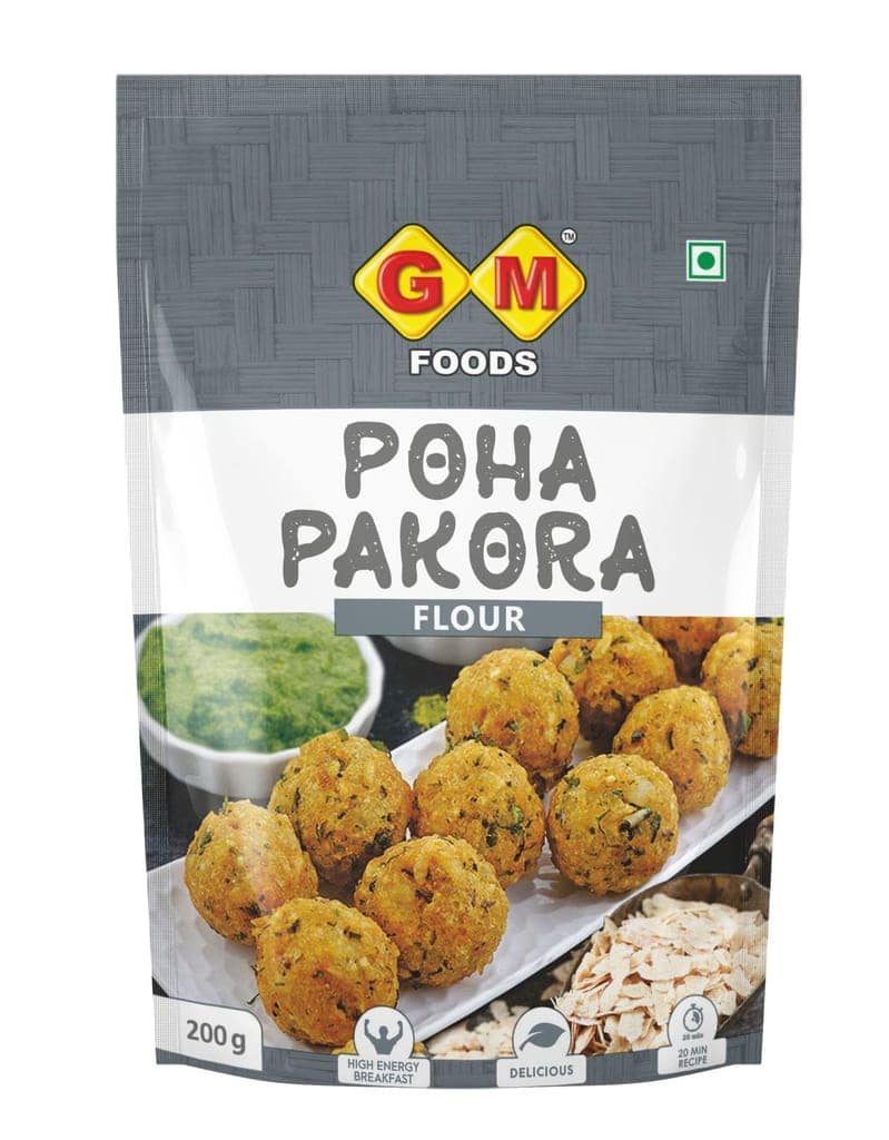 GM Foods Poha Pakora Mix 200g | Instant Ready to Cook Crispy Snack Mix