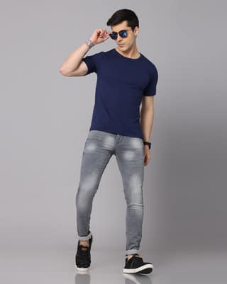 Crepeon Mens Plain Round Neck T shirt