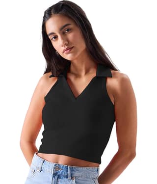 Leotude Women Cotton Blend Solid Regular Fit V-Neck T-Shirt ( Black )