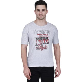 Life Dream Mens White Color Block Cotton Blend Round Neck T-Shirt