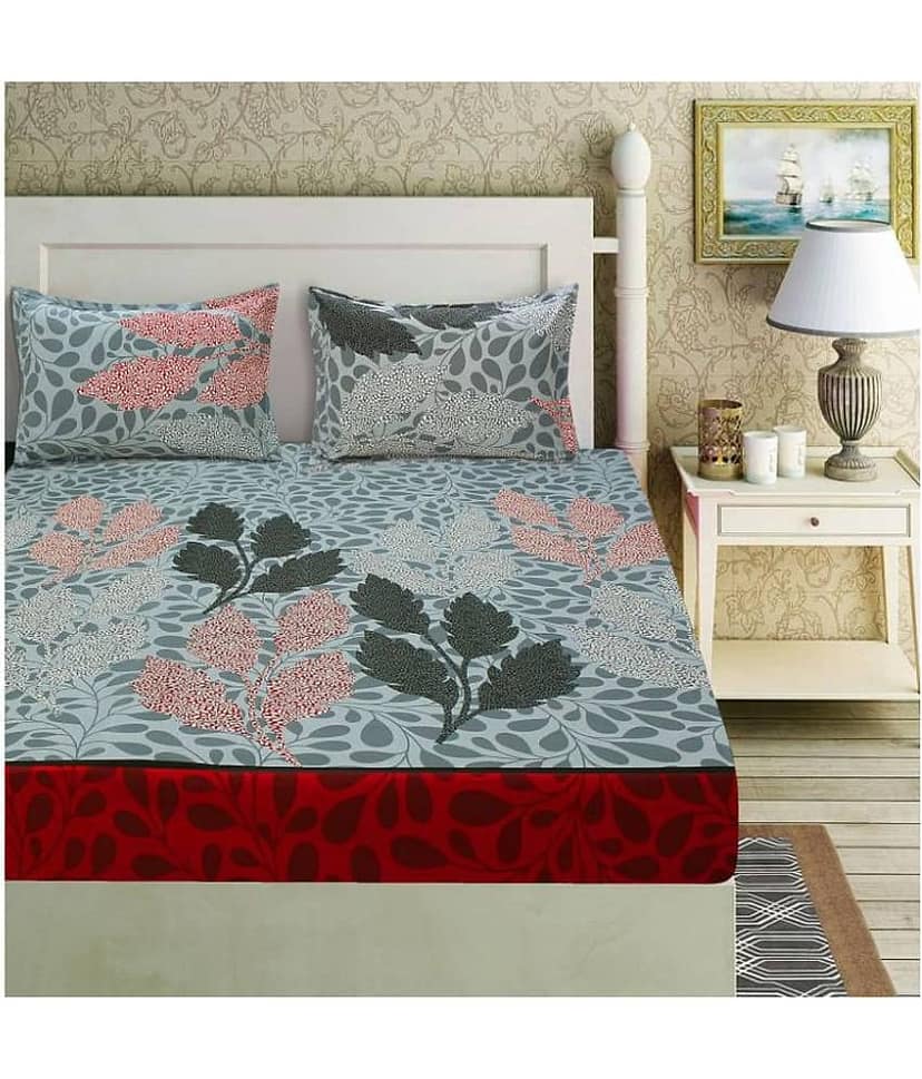 Home Candy Cotton King Bedsheet ( Grey ) view 2