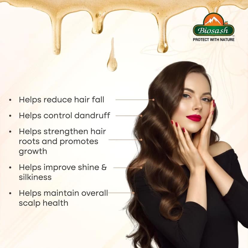 Biosash Sea Buckthorn Hair Oil 100ml | Ayurvedic Hair Care with Sea Buckthorn Berry, Almond & Castor Oil | Rich in Omega 3 6 7 9 & Vitamin E | Hair Fall Control & Hair Growth view 2