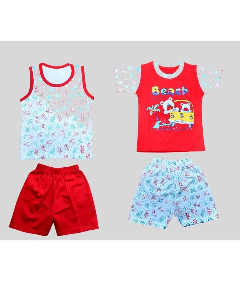 TRITI Pack of 2 Unisex for Baby Cotton Top & Shorts ( Yellow )