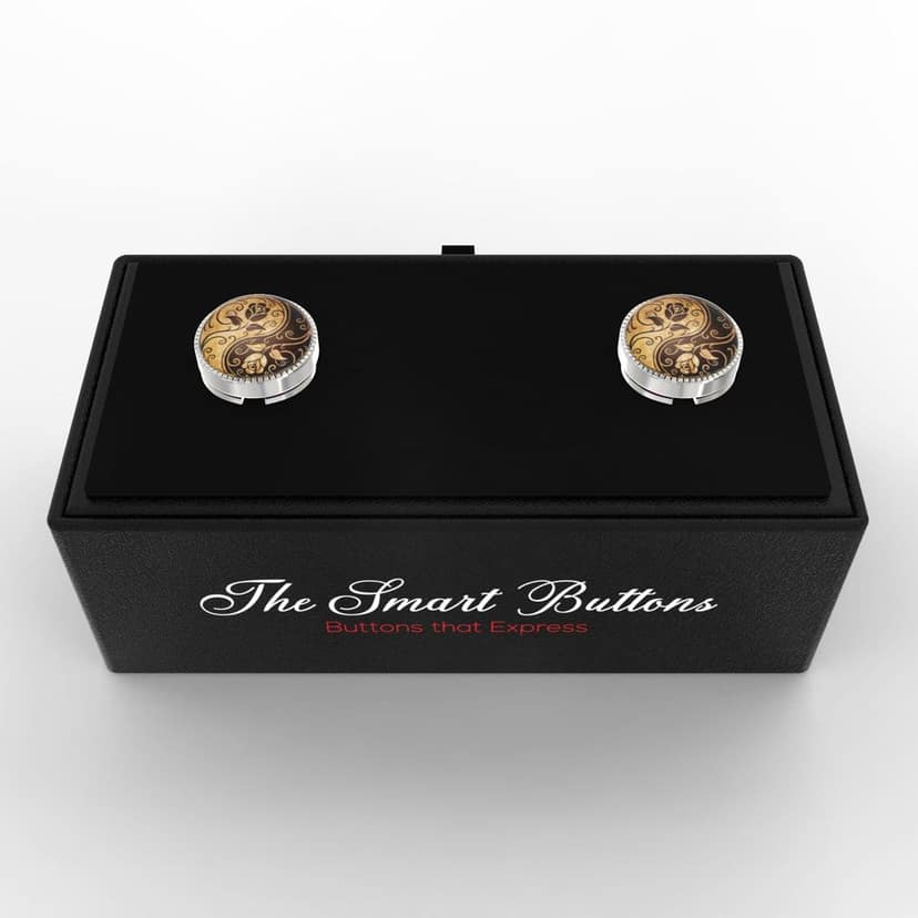 The Smart Buttons - Shirt Button Cover Cufflinks for Men - Ying & Yang Design Pattern view 3