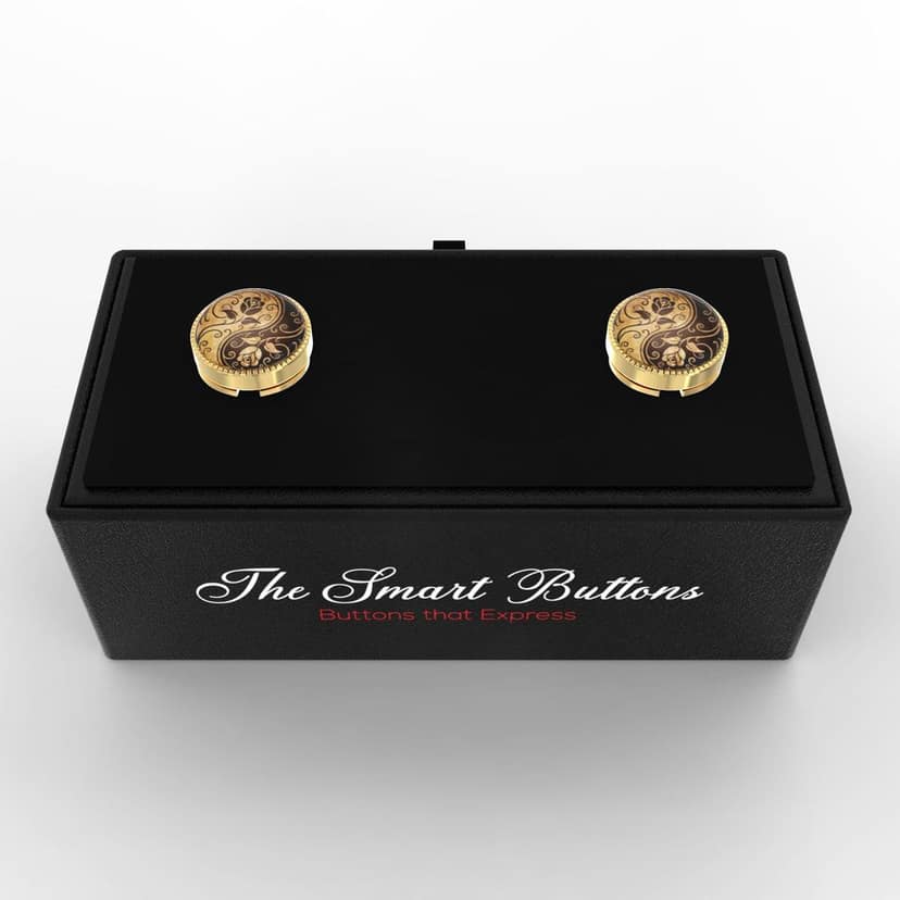 The Smart Buttons - Shirt Button Cover Cufflinks for Men - Ying & Yang Design Pattern view 9