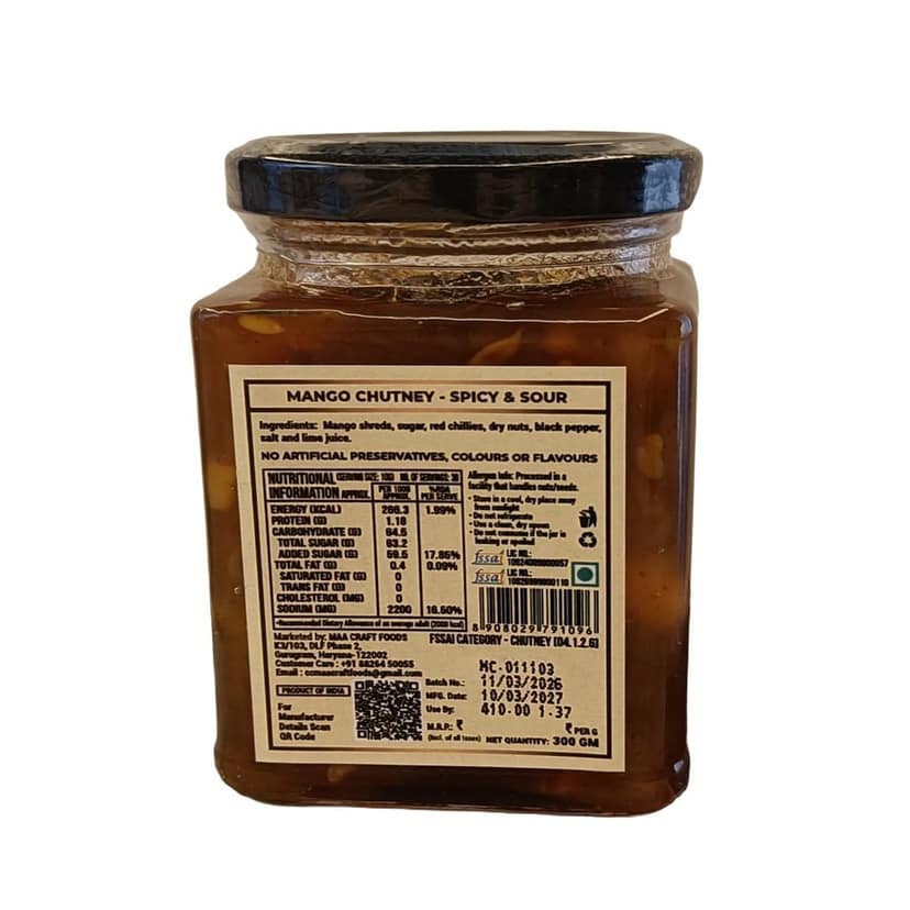 Maa Craft Authentic Himachali Mango Chutney, Spicy and Sour, No Artificial Preservatives, 300 gm view 2