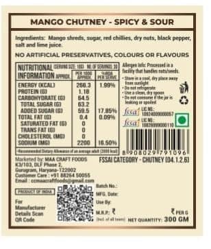 Maa Craft Authentic Himachali Mango Chutney, Spicy and Sour, No Artificial Preservatives, 300 gm view 3