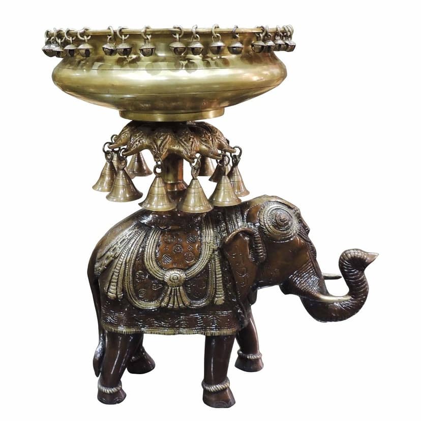 Brass Elephant Urli for Home Decor - Traditional Decorative Bowl, Diameter : 17.5 Inch (BSMAS1488 A) view 2