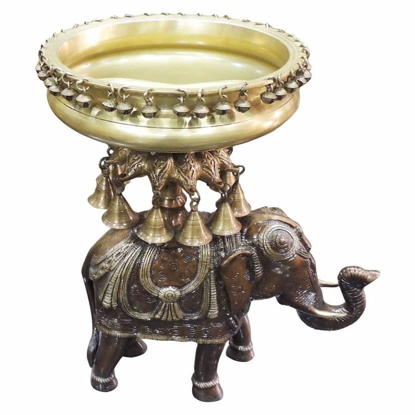 Brass Elephant Urli for Home Decor - Traditional Decorative Bowl, Diameter : 17.5 Inch (BSMAS1488 A) view 3