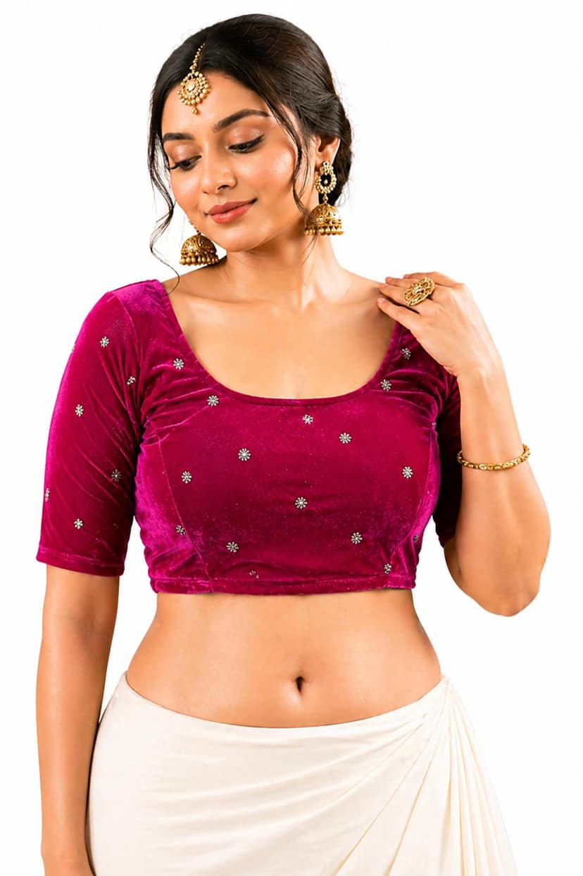 LUSTER Stylish Readymade Velvet Long Sleeve Blouse For Women (Xx-Large, Pink)