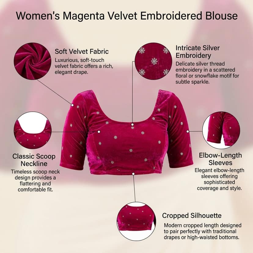 LUSTER Stylish Readymade Velvet Long Sleeve Blouse For Women (Xx-Large, Pink) view 4