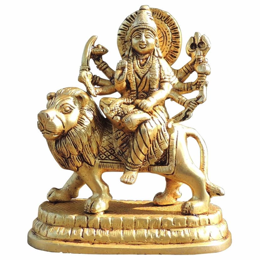 Brass Durga Ji Statue - Handcrafted Idol for Puja & Home Decor, Height : 6 Inch (BSMAS1779 C) view 2