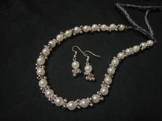 Elegant Moti Choker with Pearls and Silver Beads