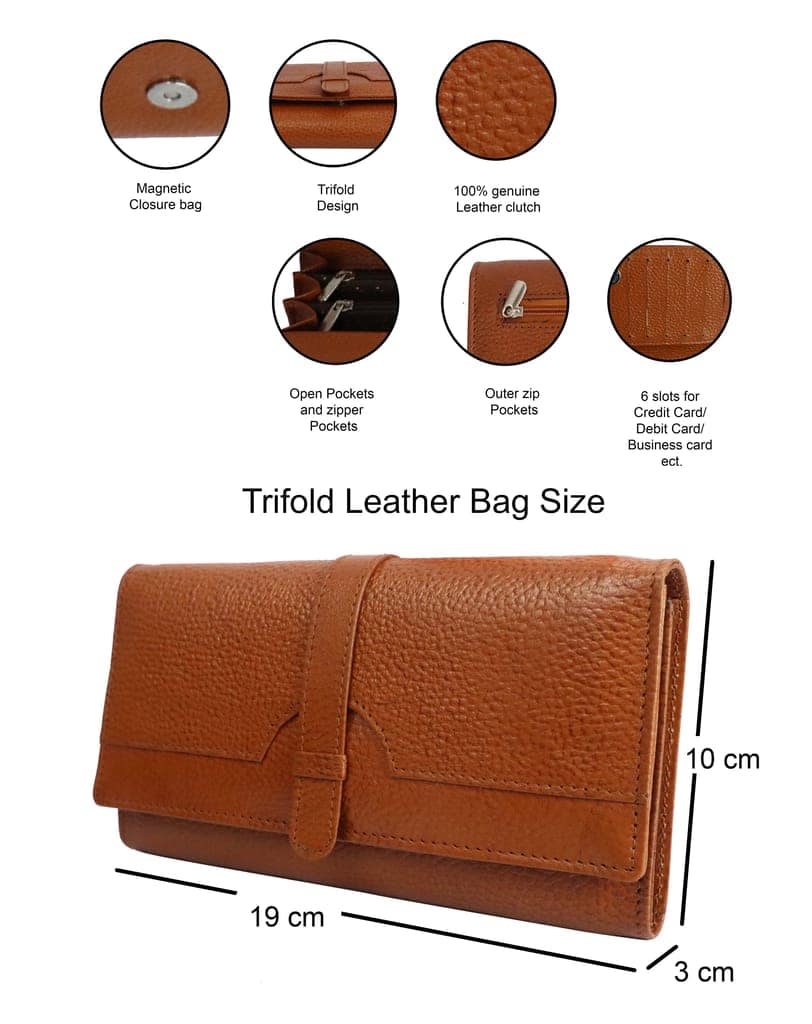 Women Trendy Dark Brown Genuine Leather Wallet view 7