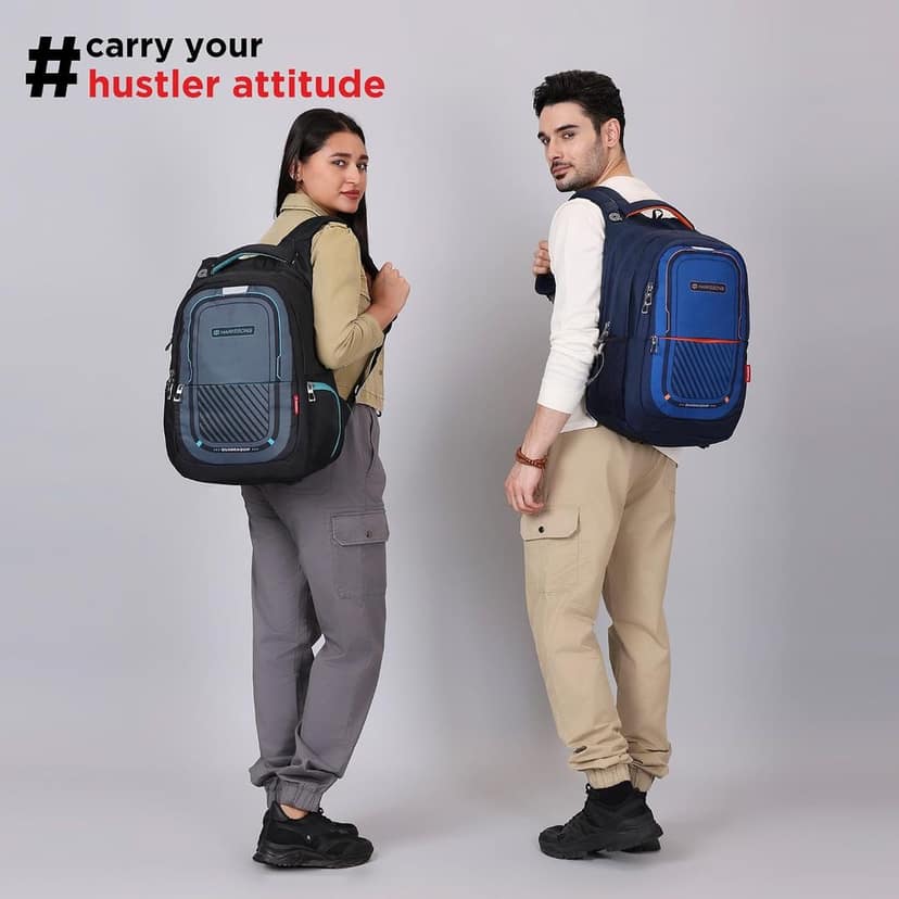 HARISSONS Verge Men’s Travel Laptop Backpack | Fits 15.6" Laptop | 40L Lightweight | USB Port, Water-Resistant, Hidden Pocket, Luggage Strap | Work, Commute & Travel view 2