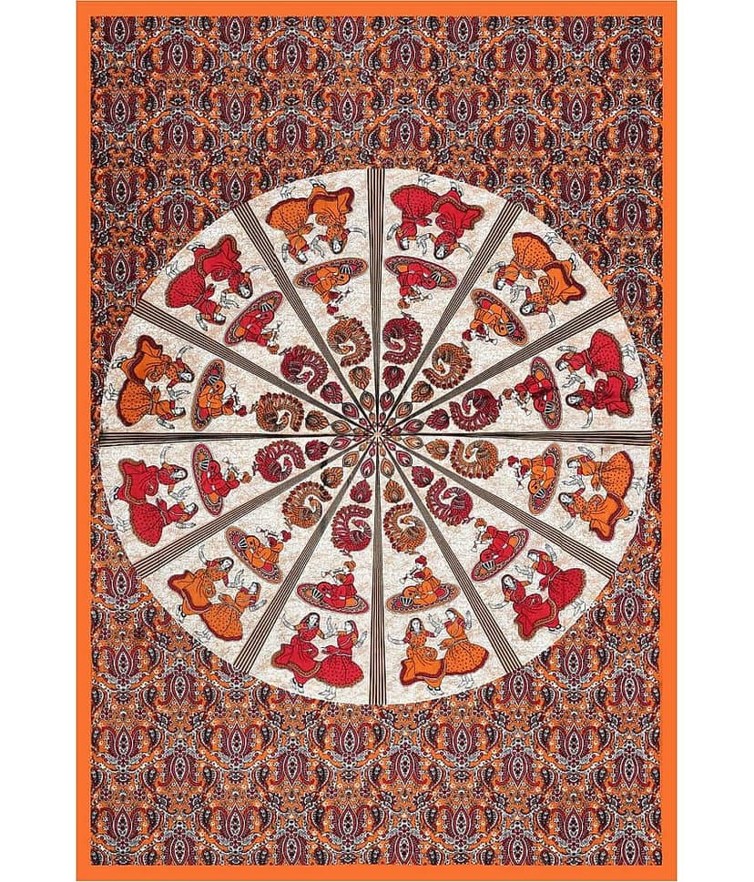 ABHACLOTHO Cotton 1 Single Bedsheet with 1 Pillow Cover ( Orange ) view 2