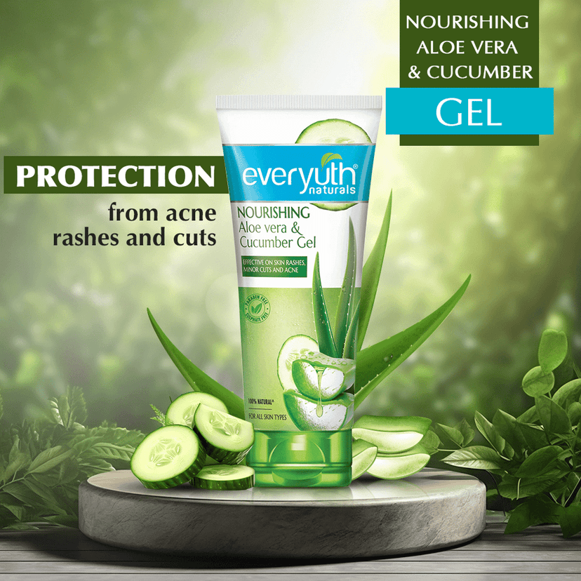 Everyuth Naturals Nourishing Aloe Vera & Cucumber Gel| Protects from Acne, Cuts & Rashes Face Wash (150 g) view 3