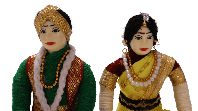 A Handcrafted Indian Wedding Couple Doll Set