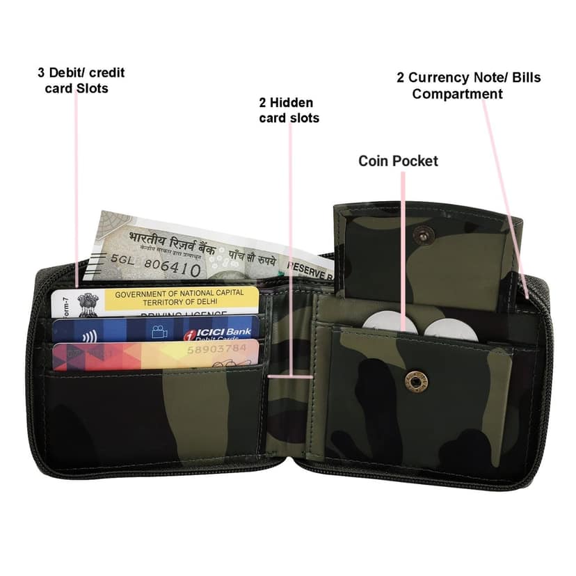 ZOSTER Army Printed Vegan Leather Wallet for Men & Women - Stylish and Sustainable Wallet view 2
