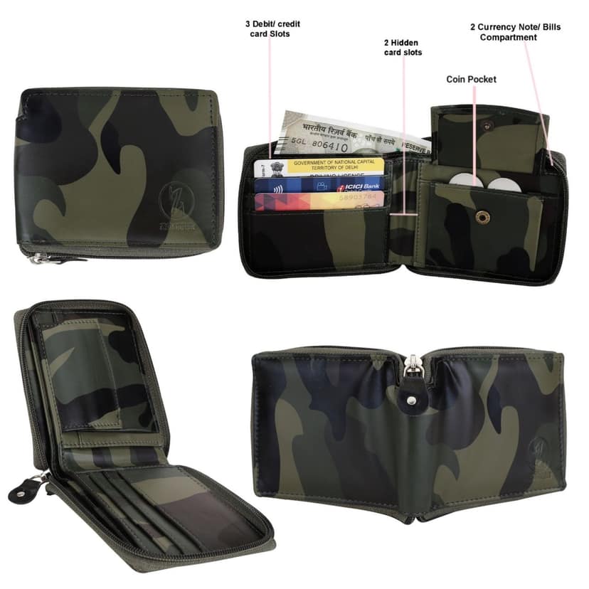 ZOSTER Army Printed Vegan Leather Wallet for Men & Women - Stylish and Sustainable Wallet view 5