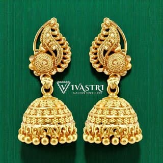 Vivastri Top Trending Alloy Gold Plated Jhumki Earrings for Women & Girls [VIVA2255ERG]