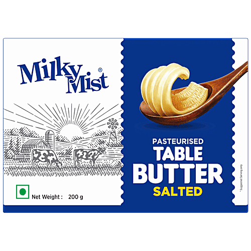 Milky Mist Table Butter - Salted, Pasteurised, Rich, Creamy, 200 g