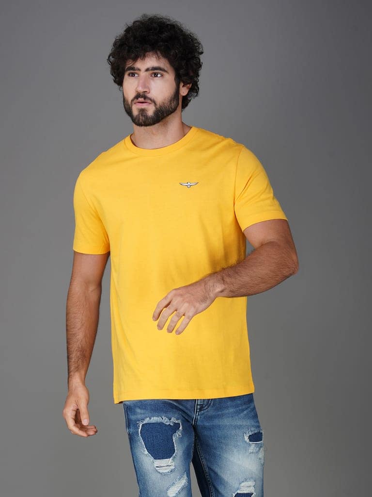 Men's Casual Cotton Jersey Tee-European Fit Yellow