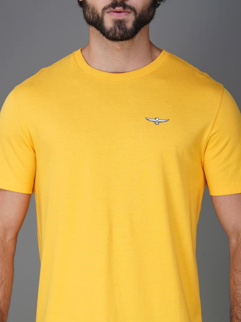 Men's Casual Cotton Jersey Tee-European Fit Yellow view 4