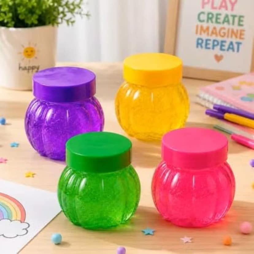 Mini Slime Jars Set of 4 Glitter Sensory Play Toy for Kids
