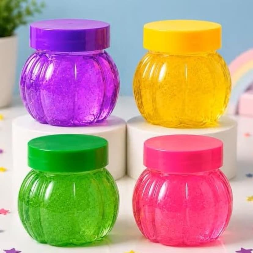 Mini Slime Jars Set of 4 Glitter Sensory Play Toy for Kids view 2