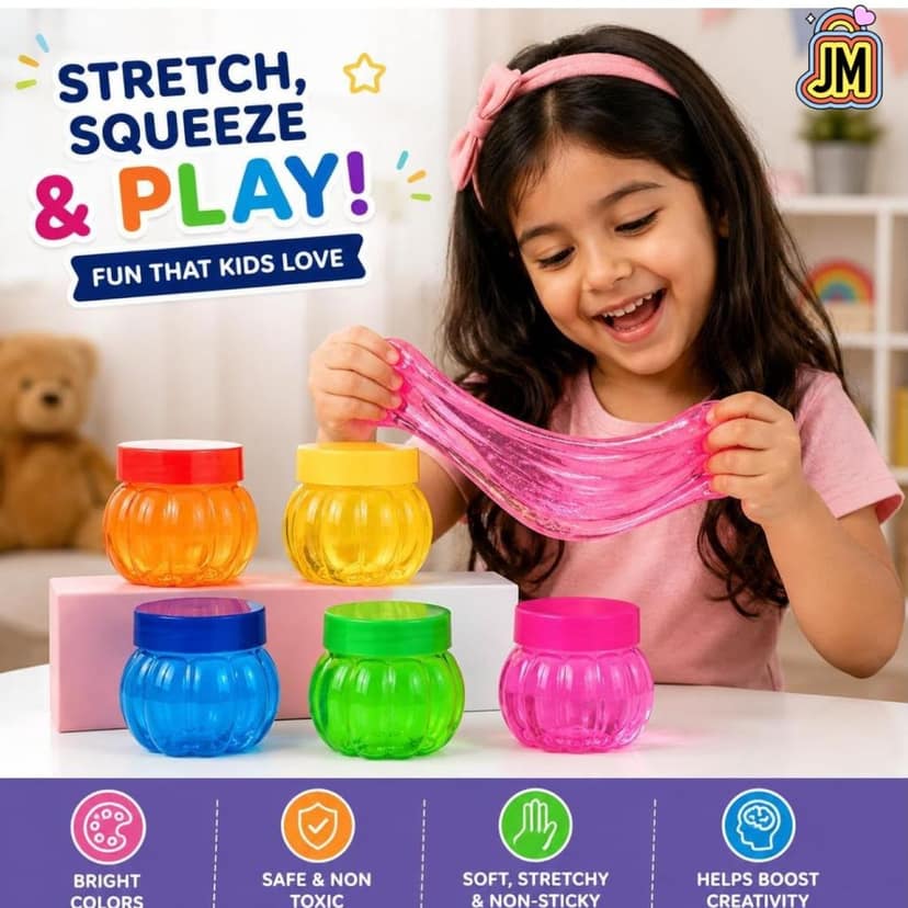 Mini Slime Jars Set of 4 Glitter Sensory Play Toy for Kids view 4