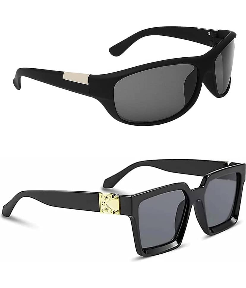 Kanny Devis - Black Wrap Around Sunglasses ( Pack of 2 ) view 2