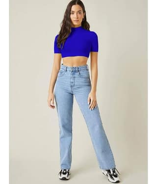 Dream Beauty Fashion Women's Polyester Crop Top ( White )