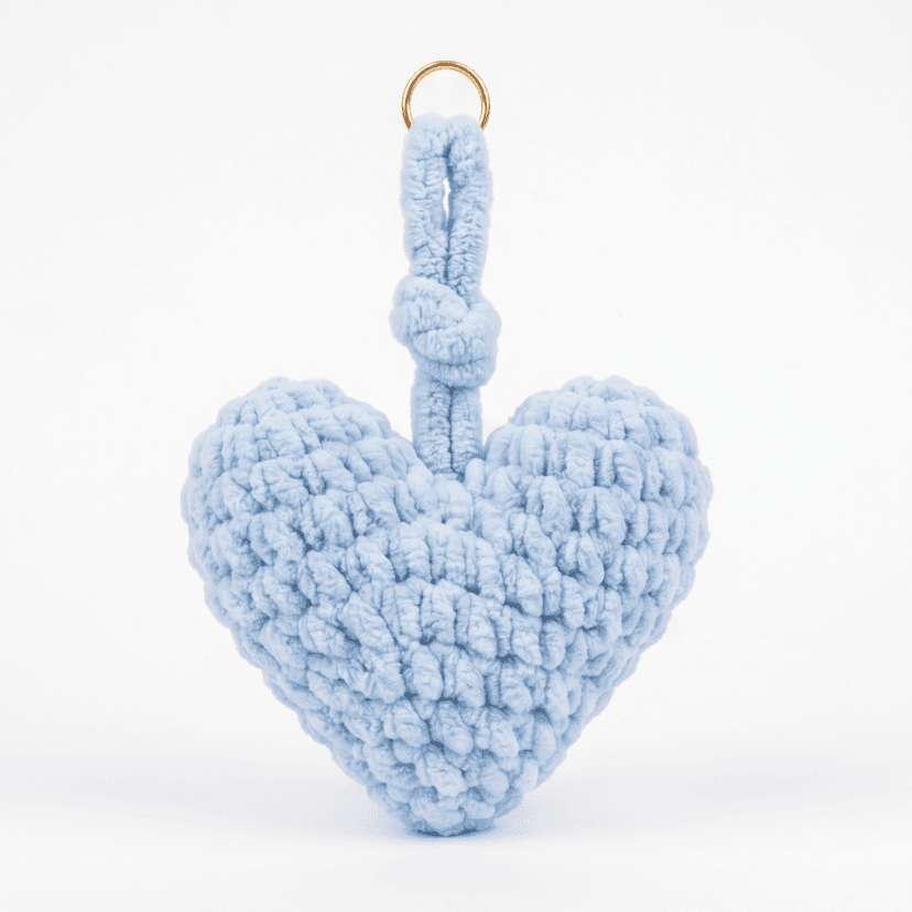 Handcrafted Crochet Heart Ornament - Light Blue
