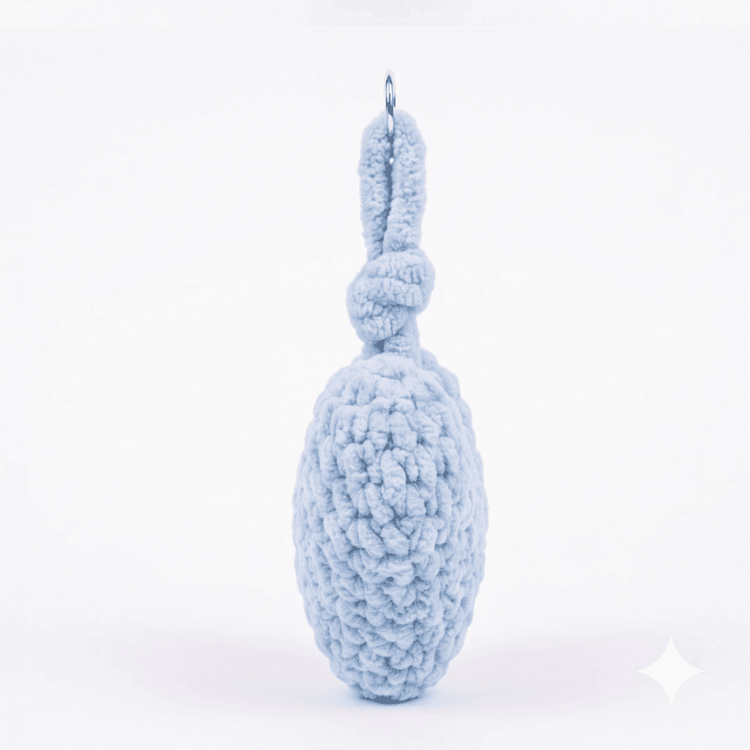 Handcrafted Crochet Heart Ornament - Light Blue view 4