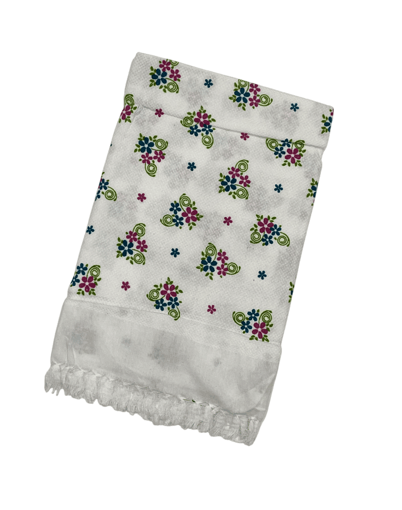 White Floral Cotton Towel view 2