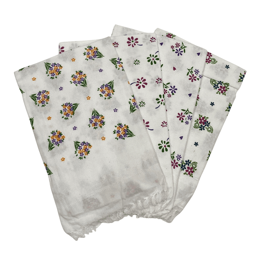 White Floral Cotton Towel view 3