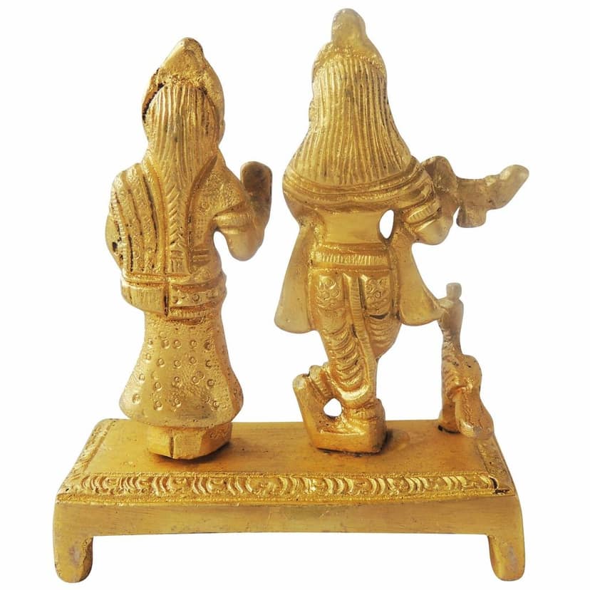 Brass Radha Krishna Idol With Chowki - Puja Decor Statue, Height : 4 Inch (BSMAS1131 B) view 3