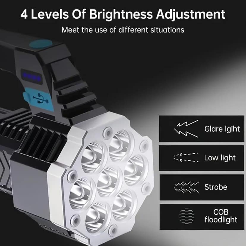 Rechargeable LED Flashlight – Portable 7-LED COB Torch view 2