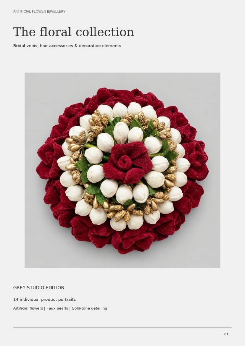 Floral Collection Bridal Hair Accessory (Maroon & White) | Velvet Finish | Wedding & Festive