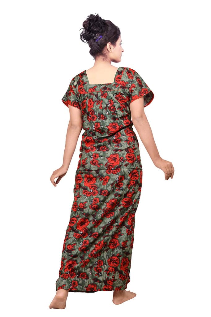 VALENCIA SLEEPWEAR Pure Cotton Printed Squre Neck Nightgown Nighty with Pleades for Extra Comfort view 4