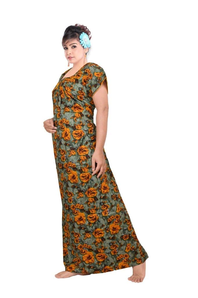 VALENCIA SLEEPWEAR Pure Cotton Printed Squre Neck Nightgown Nighty with Pleades for Extra Comfort view 8